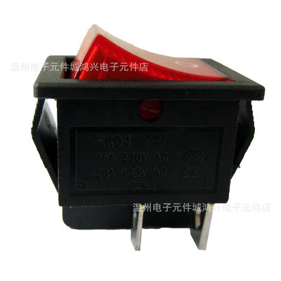 【帶燈 生產(chǎn)廠家 船型開關(guān)KCD4 電源開關(guān)/ 翹板 阻燃4腳 二檔】價(jià)格,廠家,圖片,電工開關(guān),溫州電子元件城鴻興電子元件店-